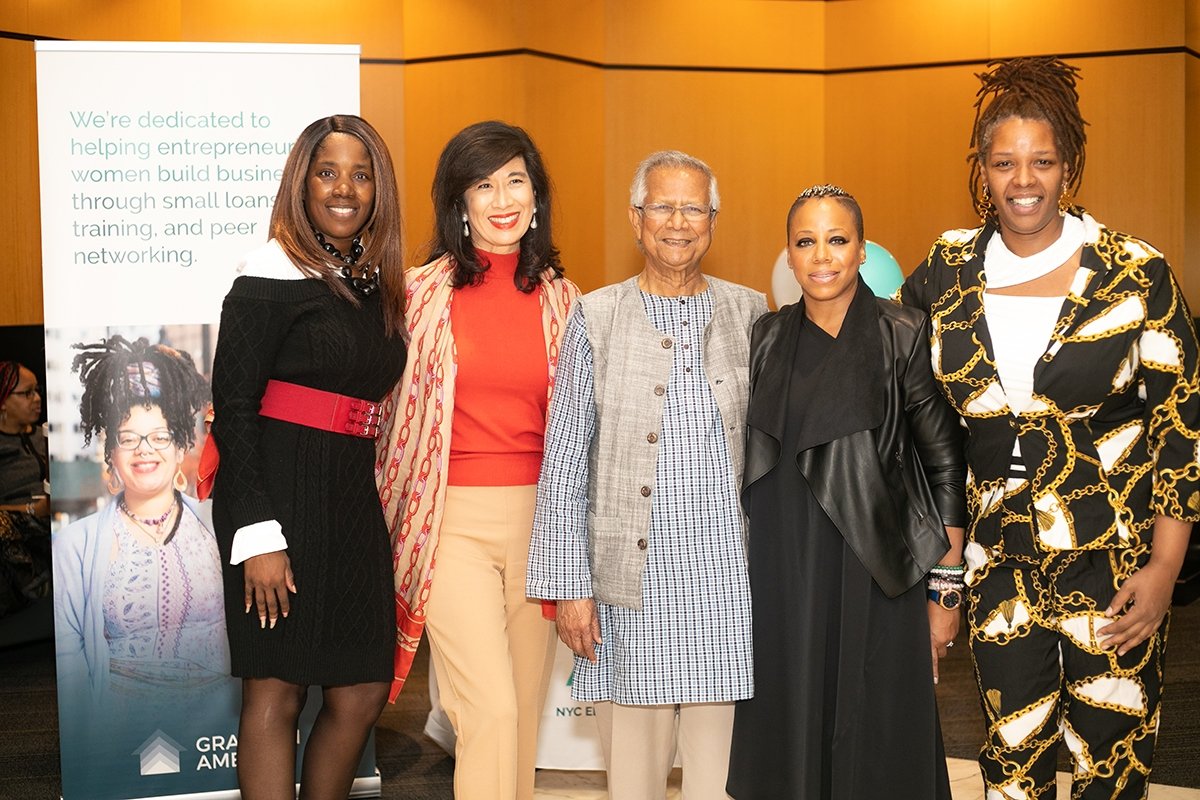 Grameen America Hosts Third Annual Stakeholder Event Featuring Co-Chair and Grameen Bank Founder Professor Muhammad Yunus and President and CEO Andrea Jung.