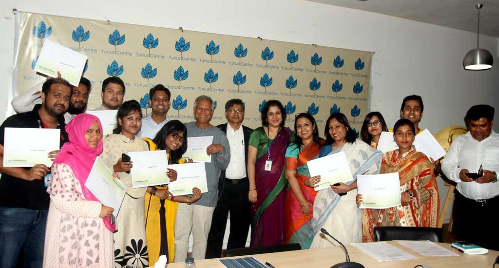 Social Business Short Course completion certificates presented to the students of Eastern University