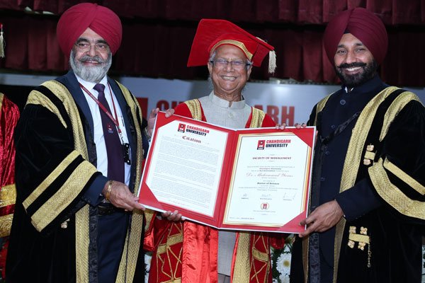 Chandigarh University Appoints Yunus as a Member of its Executive Council and Confers Honorary Doctorate