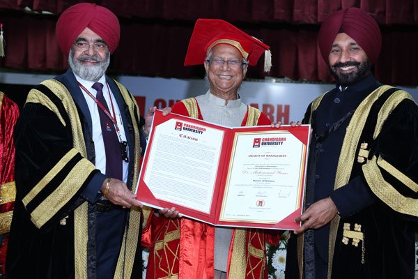 Chandigarh University Appoints Yunus as a Member of its Executive Council and Confers Honorary Doctorate